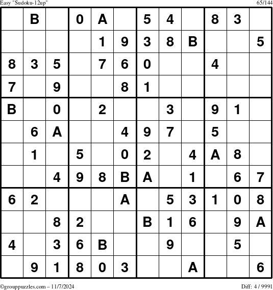 The grouppuzzles.com Easy Sudoku-12up puzzle for Thursday November 7, 2024