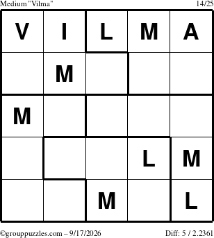The grouppuzzles.com Medium Vilma puzzle for Thursday September 17, 2026