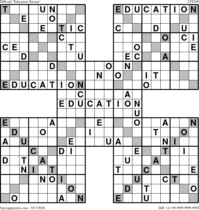 The grouppuzzles.com Difficult Education-Xtreme puzzle for Thursday September 17, 2026