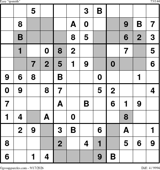 The grouppuzzles.com Easy tpsmith puzzle for Thursday September 17, 2026