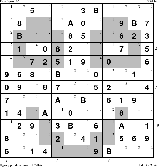 The grouppuzzles.com Easy tpsmith puzzle for Thursday September 17, 2026, suitable for printing, with all 4 steps marked