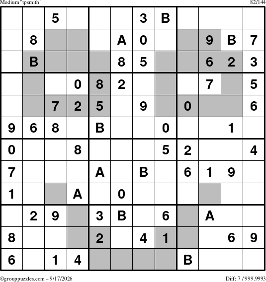 The grouppuzzles.com Medium tpsmith puzzle for Thursday September 17, 2026