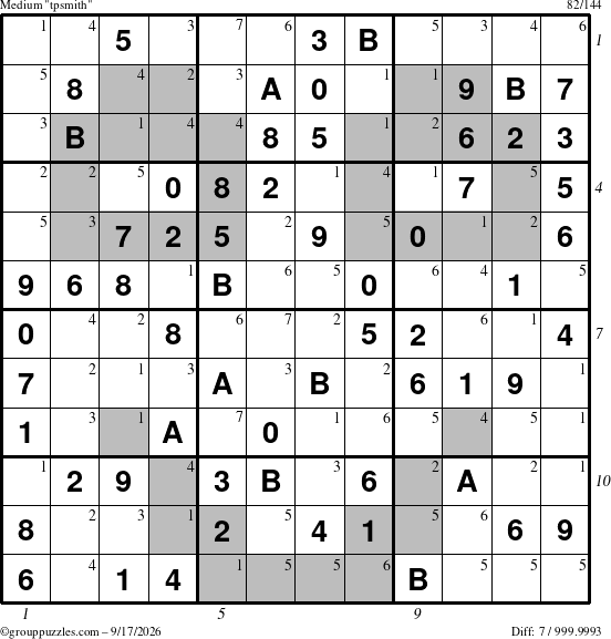 The grouppuzzles.com Medium tpsmith puzzle for Thursday September 17, 2026 with all 7 steps marked