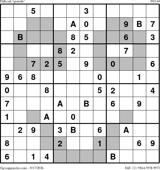 The grouppuzzles.com Difficult tpsmith puzzle for Thursday September 17, 2026