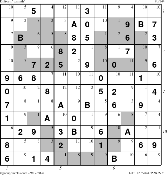 The grouppuzzles.com Difficult tpsmith puzzle for Thursday September 17, 2026 with all 12 steps marked