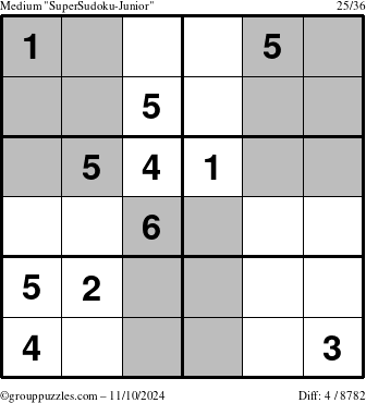 The grouppuzzles.com Medium SuperSudoku-Junior puzzle for Sunday November 10, 2024