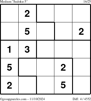 The grouppuzzles.com Medium Sudoku-5 puzzle for Sunday November 10, 2024