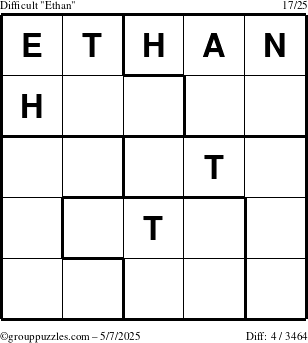 The grouppuzzles.com Difficult Ethan puzzle for Wednesday May 7, 2025