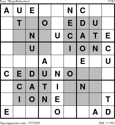 The grouppuzzles.com Easy HyperEducation-i23 puzzle for Wednesday May 7, 2025