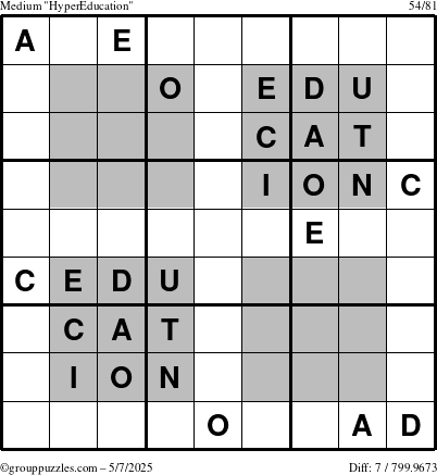 The grouppuzzles.com Medium HyperEducation-i23 puzzle for Wednesday May 7, 2025