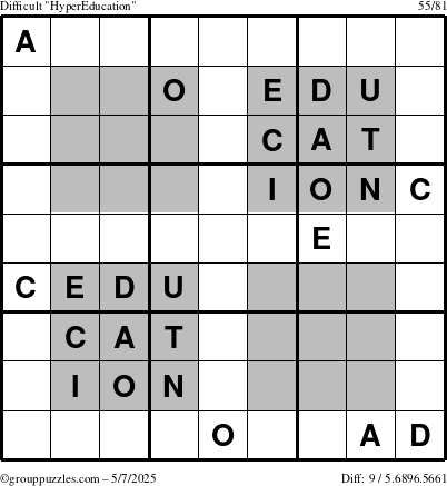 The grouppuzzles.com Difficult HyperEducation-i23 puzzle for Wednesday May 7, 2025
