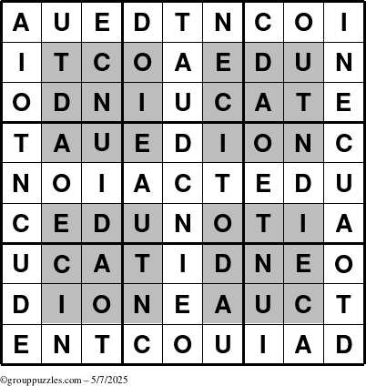 The grouppuzzles.com Answer grid for the HyperEducation-i23 puzzle for Wednesday May 7, 2025