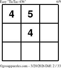 The grouppuzzles.com Easy TicTac-456 puzzle for Friday March 20, 2026