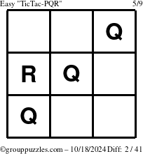 The grouppuzzles.com Easy TicTac-PQR puzzle for Friday October 18, 2024