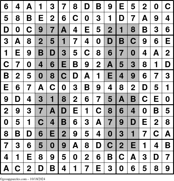 The grouppuzzles.com Answer grid for the HyperSudoku-15 puzzle for Friday October 18, 2024