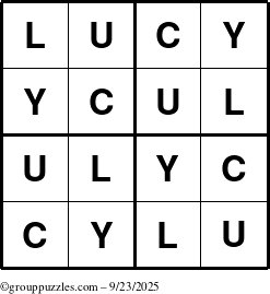 The grouppuzzles.com Answer grid for the Lucy puzzle for Tuesday September 23, 2025