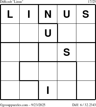 The grouppuzzles.com Difficult Linus puzzle for Tuesday September 23, 2025