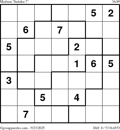 The grouppuzzles.com Medium Sudoku-7 puzzle for Tuesday September 23, 2025