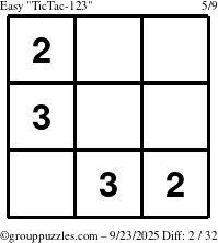 The grouppuzzles.com Easy TicTac-123 puzzle for Tuesday September 23, 2025