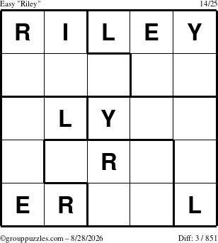 The grouppuzzles.com Easy Riley puzzle for Friday August 28, 2026