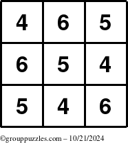 The grouppuzzles.com Answer grid for the TicTac-456 puzzle for Monday October 21, 2024