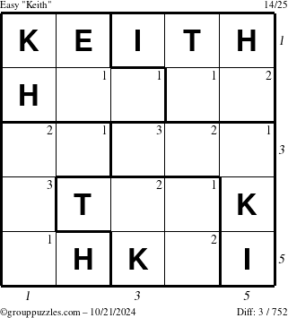 The grouppuzzles.com Easy Keith puzzle for Monday October 21, 2024 with all 3 steps marked