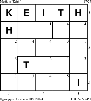 The grouppuzzles.com Medium Keith puzzle for Monday October 21, 2024 with all 5 steps marked