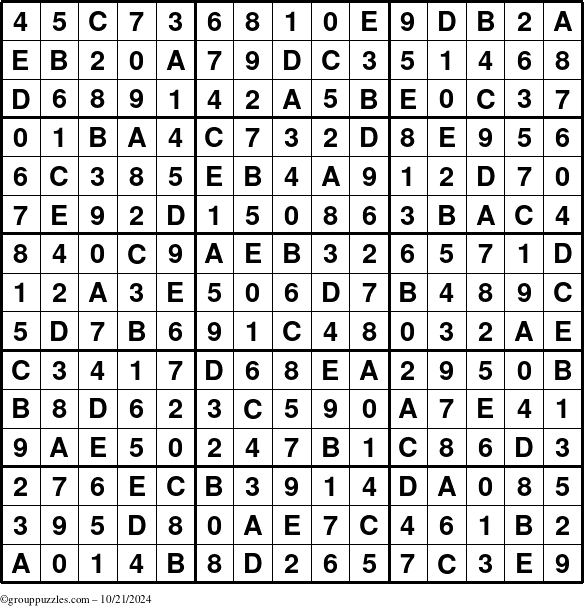 The grouppuzzles.com Answer grid for the Sudoku-15 puzzle for Monday October 21, 2024