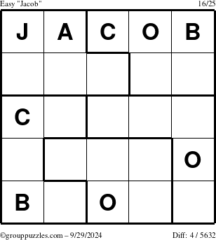 The grouppuzzles.com Easy Jacob puzzle for Sunday September 29, 2024