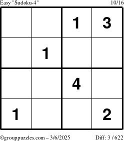 The grouppuzzles.com Easy Sudoku-4 puzzle for Thursday March 6, 2025