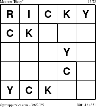 The grouppuzzles.com Medium Ricky puzzle for Thursday March 6, 2025