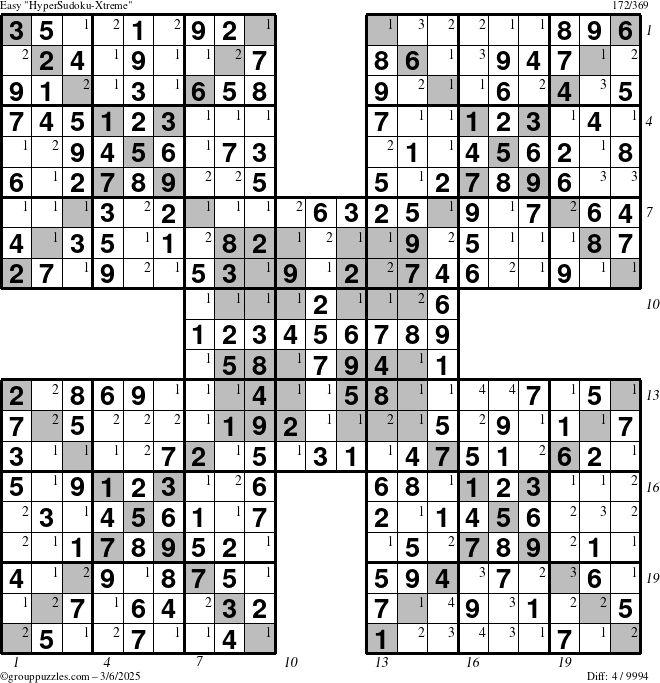 The grouppuzzles.com Easy cover-HyperXtreme puzzle for Thursday March 6, 2025 with all 4 steps marked