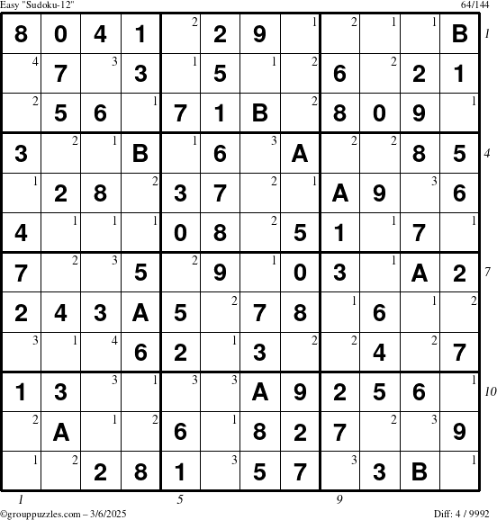 The grouppuzzles.com Easy Sudoku-12 puzzle for Thursday March 6, 2025 with all 4 steps marked