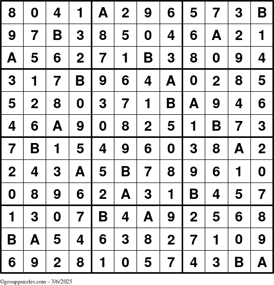 The grouppuzzles.com Answer grid for the Sudoku-12 puzzle for Thursday March 6, 2025