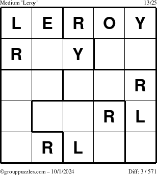 The grouppuzzles.com Medium Leroy puzzle for Tuesday October 1, 2024