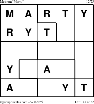 The grouppuzzles.com Medium Marty puzzle for Wednesday September 3, 2025