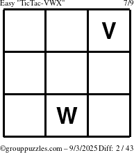 The grouppuzzles.com Easy TicTac-VWX puzzle for Wednesday September 3, 2025
