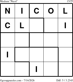 The grouppuzzles.com Medium Nicol puzzle for Thursday July 16, 2026
