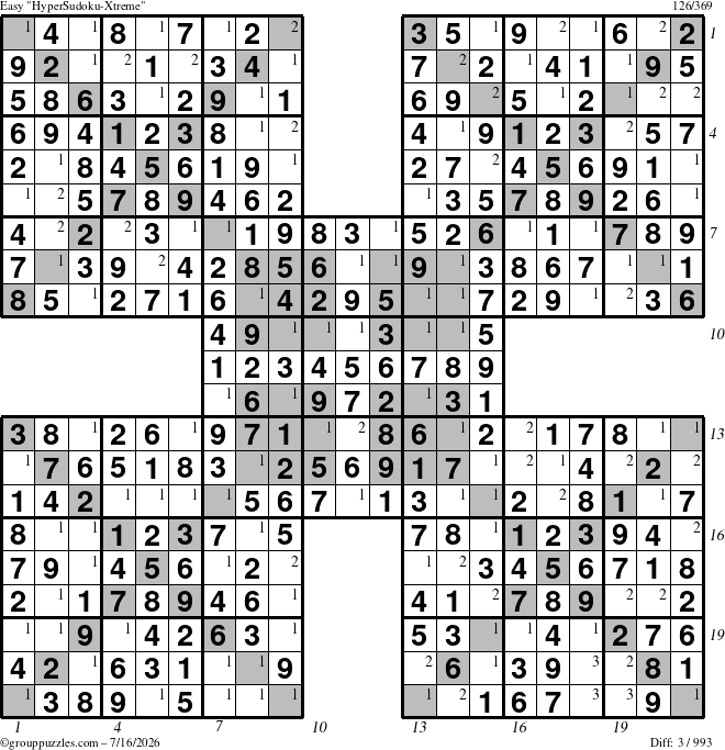 The grouppuzzles.com Easy cover-HyperXtreme puzzle for Thursday July 16, 2026 with all 3 steps marked