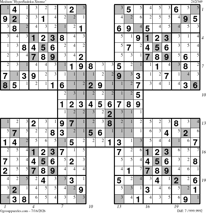 The grouppuzzles.com Medium cover-HyperXtreme puzzle for Thursday July 16, 2026, suitable for printing, with all 7 steps marked