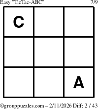 The grouppuzzles.com Easy TicTac-ABC puzzle for Wednesday February 11, 2026