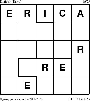The grouppuzzles.com Difficult Erica puzzle for Wednesday February 11, 2026