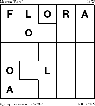 The grouppuzzles.com Medium Flora puzzle for Monday September 9, 2024