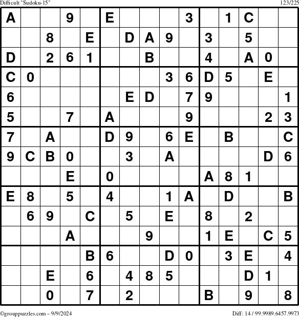 The grouppuzzles.com Difficult Sudoku-15 puzzle for Monday September 9, 2024