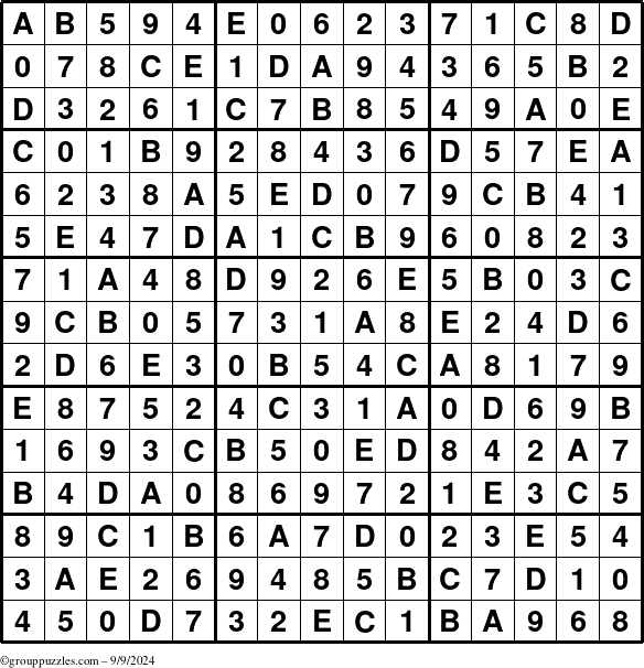 The grouppuzzles.com Answer grid for the Sudoku-15 puzzle for Monday September 9, 2024