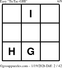 The grouppuzzles.com Easy TicTac-GHI puzzle for Monday January 19, 2026