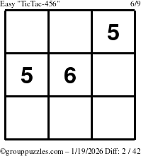 The grouppuzzles.com Easy TicTac-456 puzzle for Monday January 19, 2026
