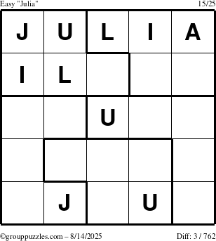 The grouppuzzles.com Easy Julia puzzle for Thursday August 14, 2025