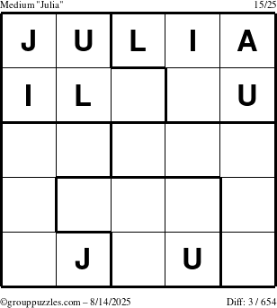 The grouppuzzles.com Medium Julia puzzle for Thursday August 14, 2025