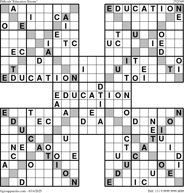 The grouppuzzles.com Difficult Education-Xtreme puzzle for Thursday August 14, 2025